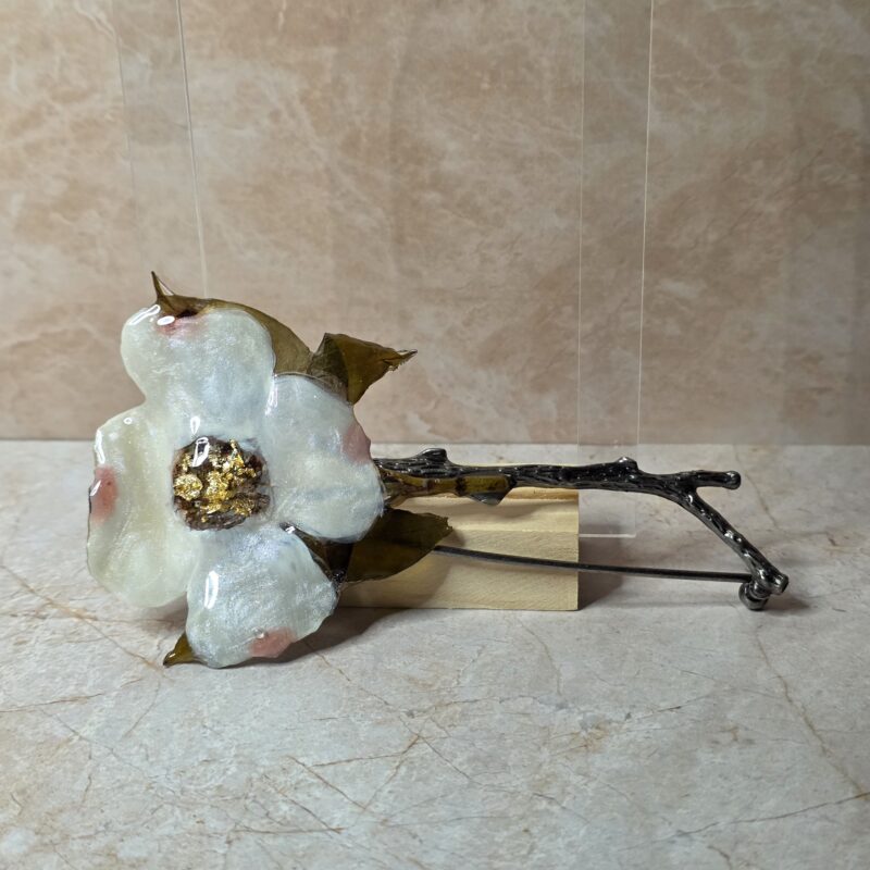 Wild dogwood on brass pin