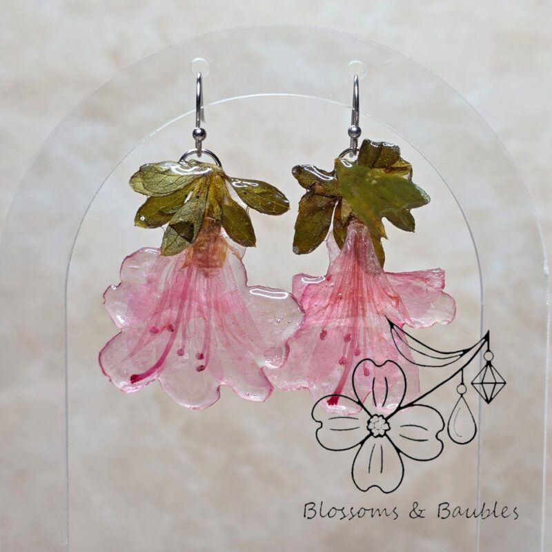 Light pink azalea earrings